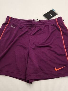 Nike Dri-Fit Purple Athletic Shorts with Orange Trim Size Small.